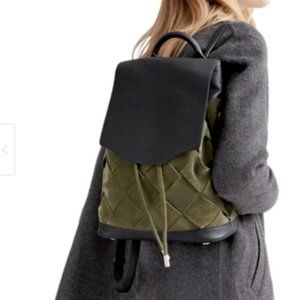 RAG & BONE Pilot Suede & Leather Backpack, Olive Green/Black, Magnet Closure